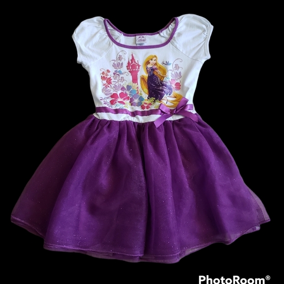 DISNEY PRINCESS RAPUNZEL TSHIRT and TULLE DRESS SZ M5/6 - Picture 2 of 11